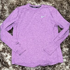 Nike Dri-Fit Heathered Purple Long Sleeve Top
